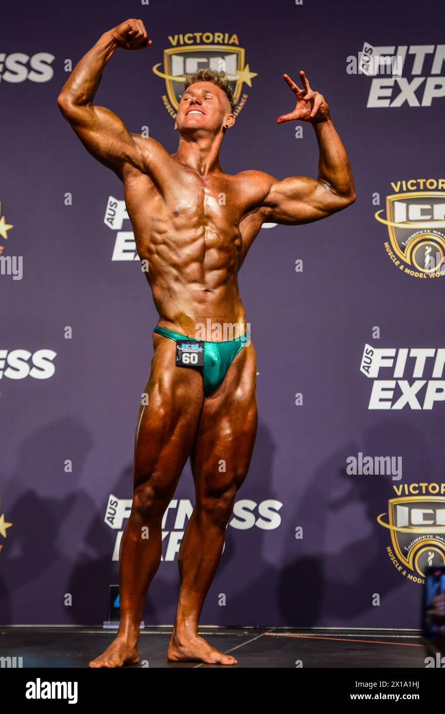 Melbourne, Australia. 13th Apr, 2024. Australian natural bodybuilder ...
