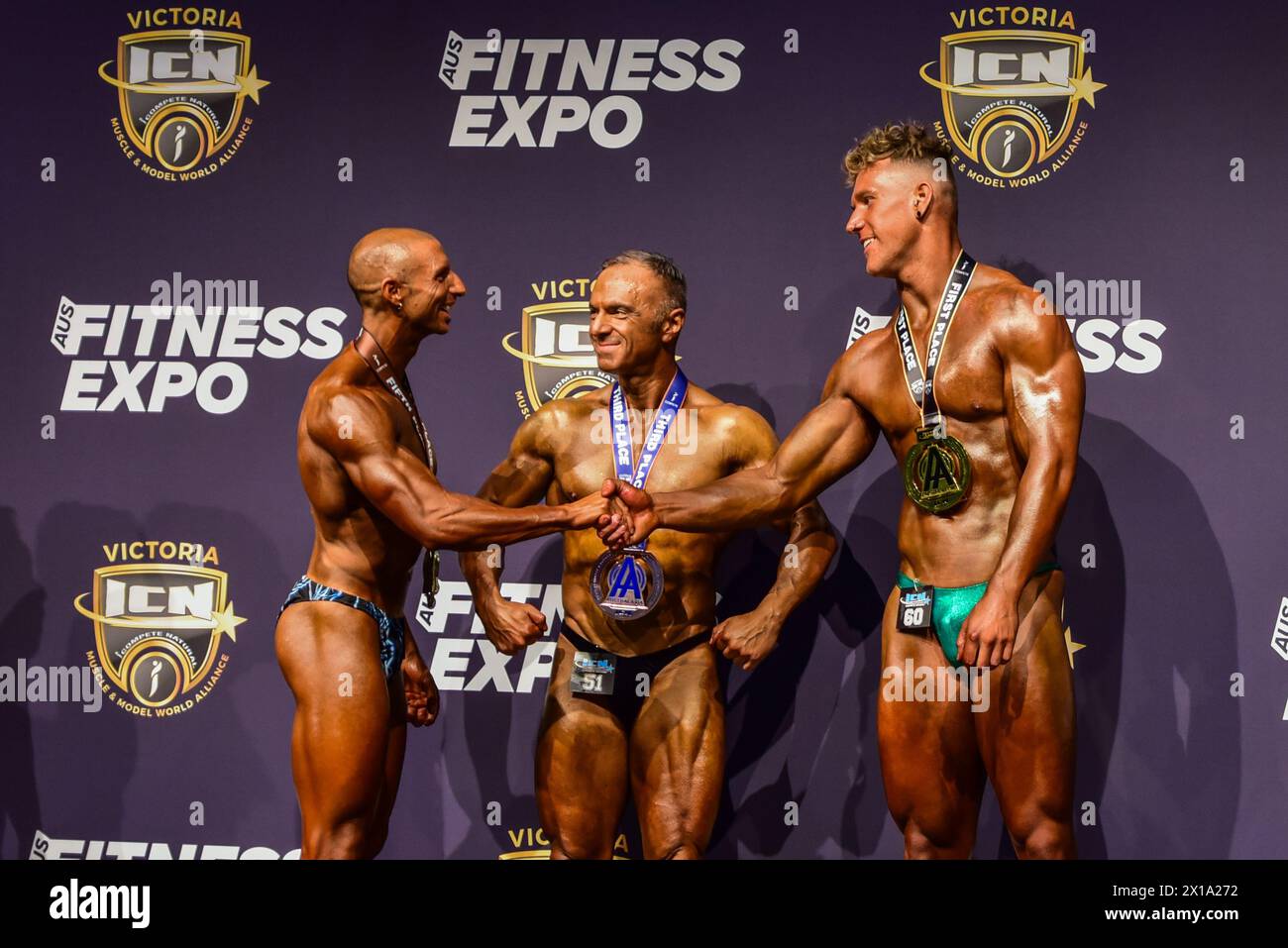 Bodybuilders Today Melbourne, Australia. 13th Apr, 2024. Bodybuilding Open category ...