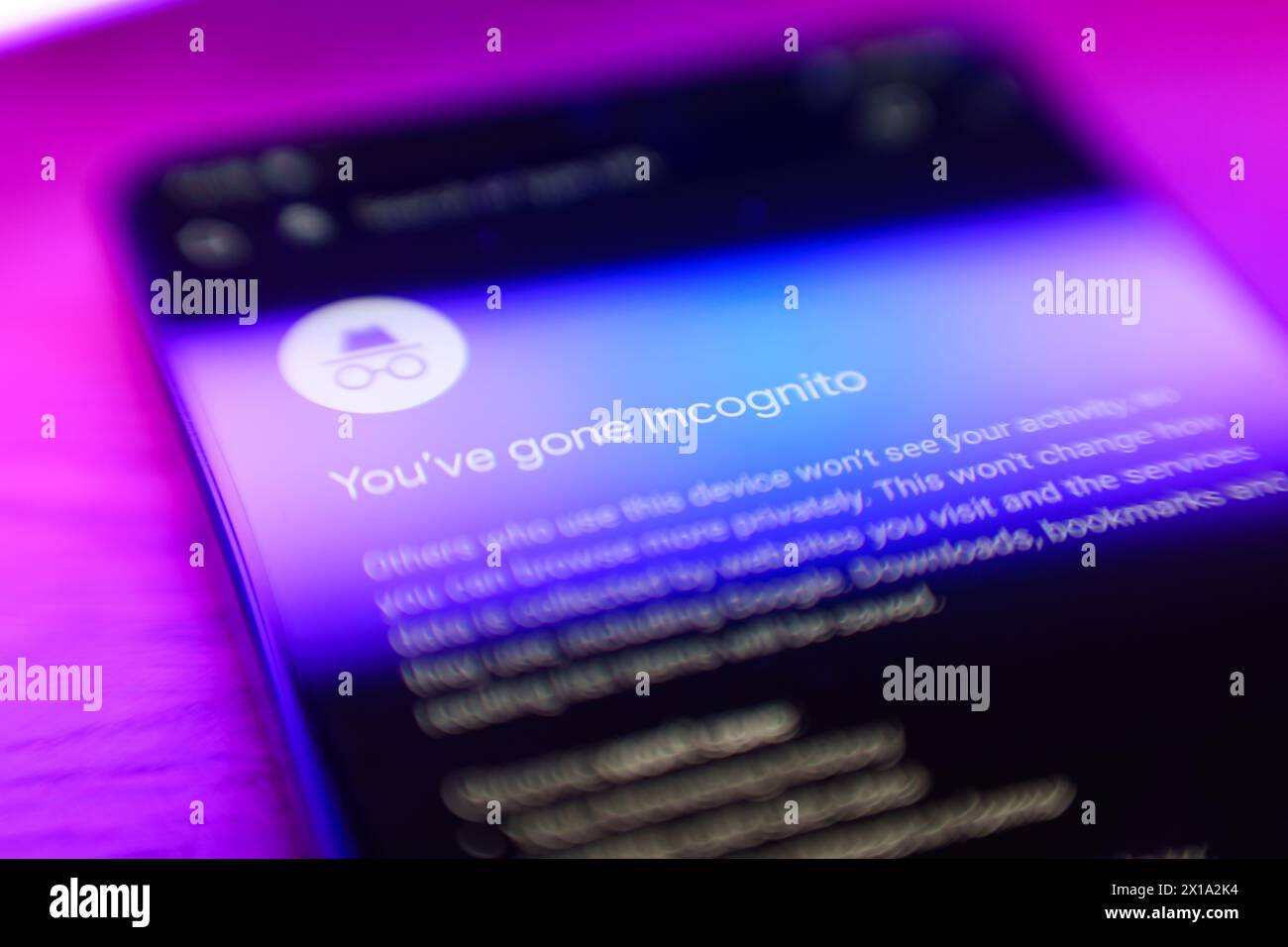 Incognito browsing mode on smartphone browser. Anonymous and privacy on internet concept Stock Photo