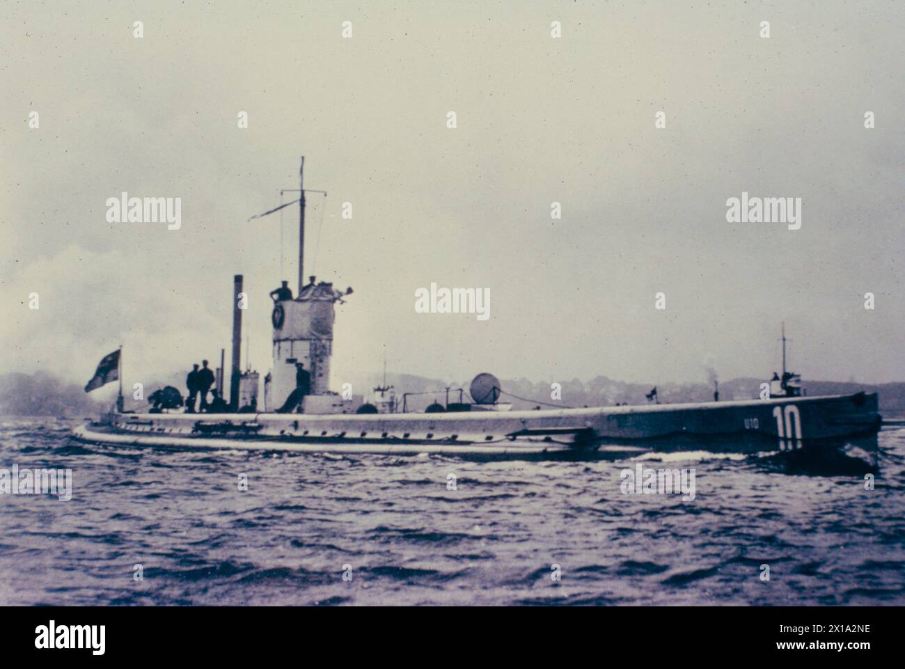 A German U-boat submarine on the high seas, 1917 Stock Photo