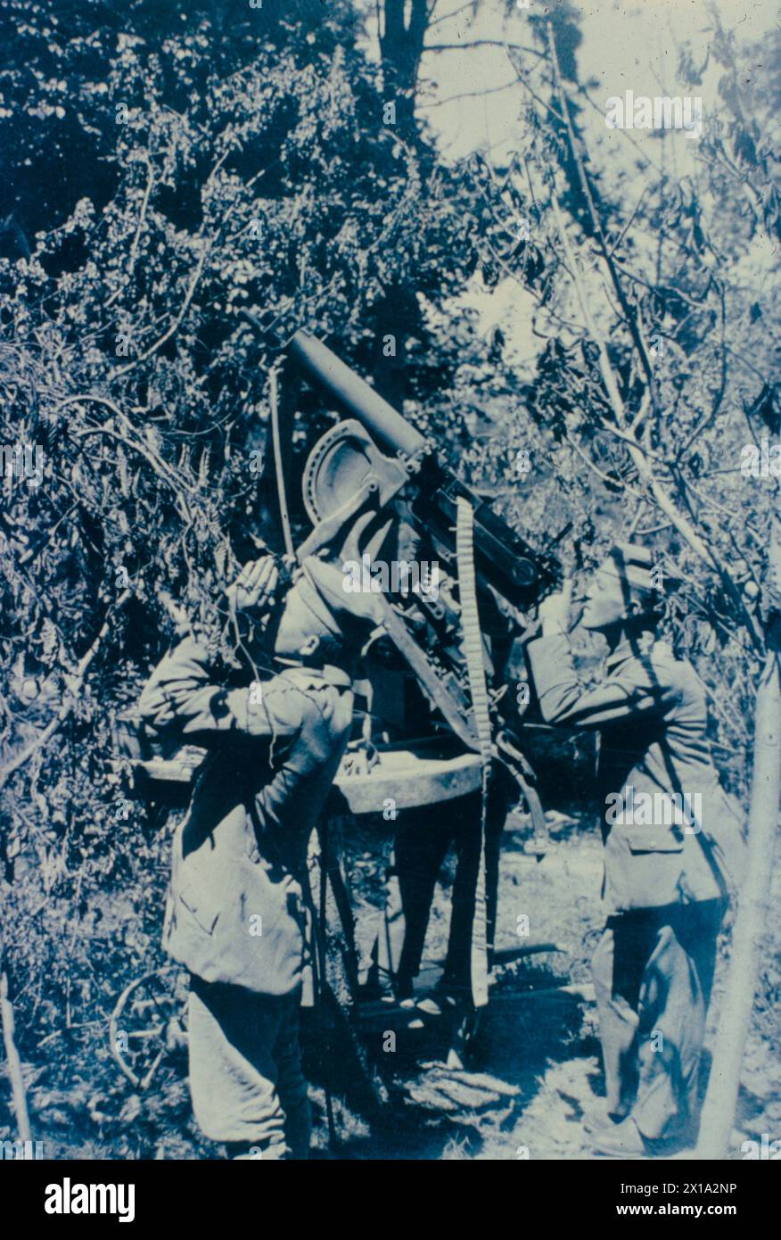 German machine gun as anticraft device, Rheims, France 1917 Stock Photo
