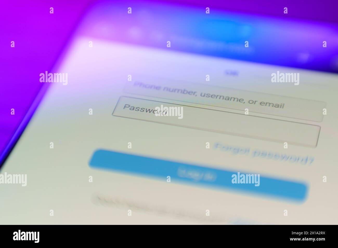 password input on login window on smartphone screen. Cybersecurity on internet concept Stock Photo