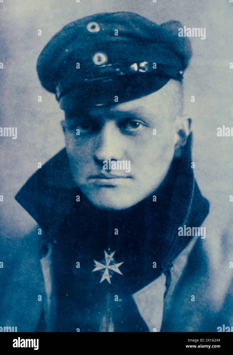 Baron Manfred Freiherr von Richthofen aka The Red Baron, German fight pilot ace, WW1 1917 Stock Photo