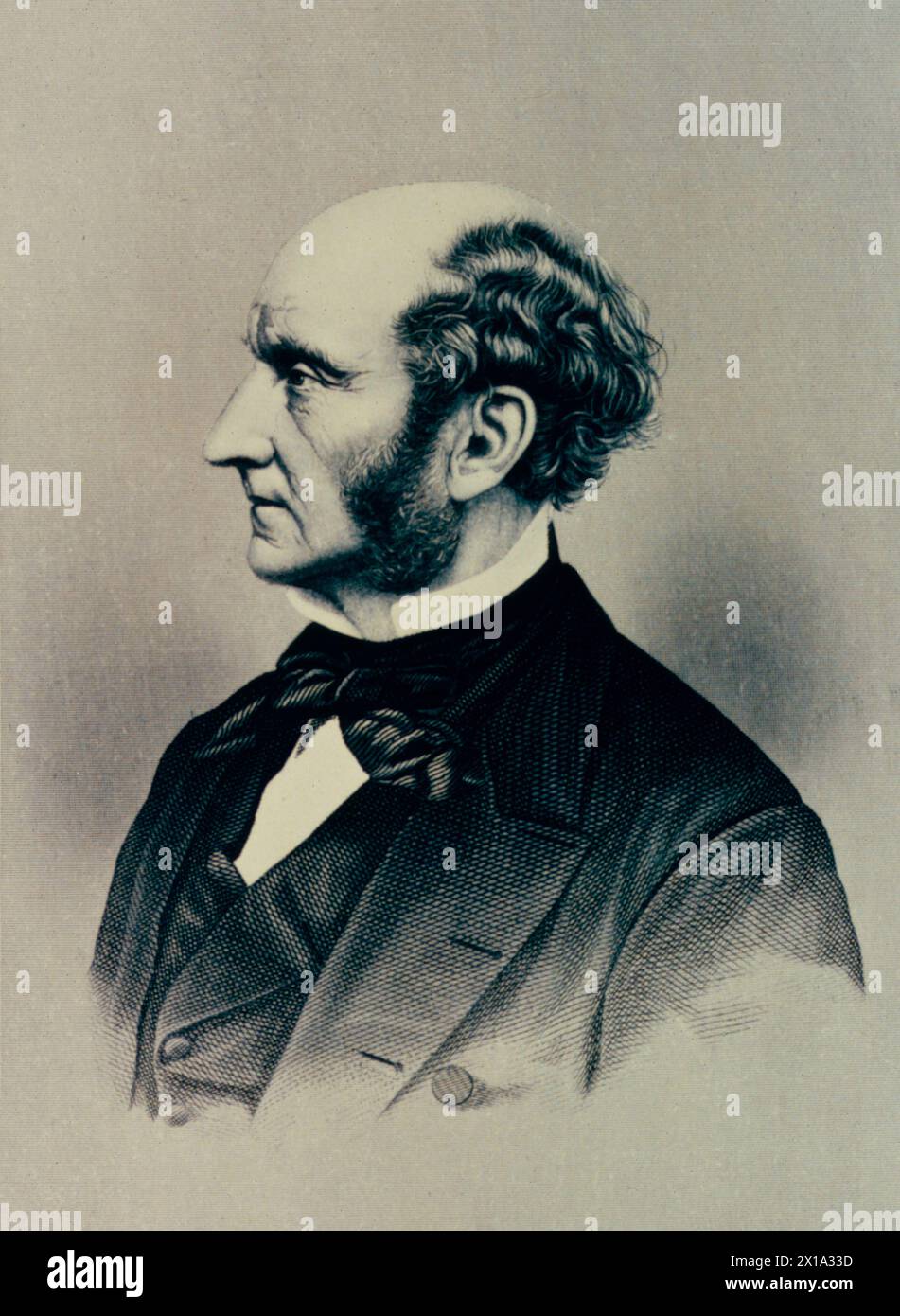 Portrait of English philosopher John Stuart Mill, 1860s Stock Photo
