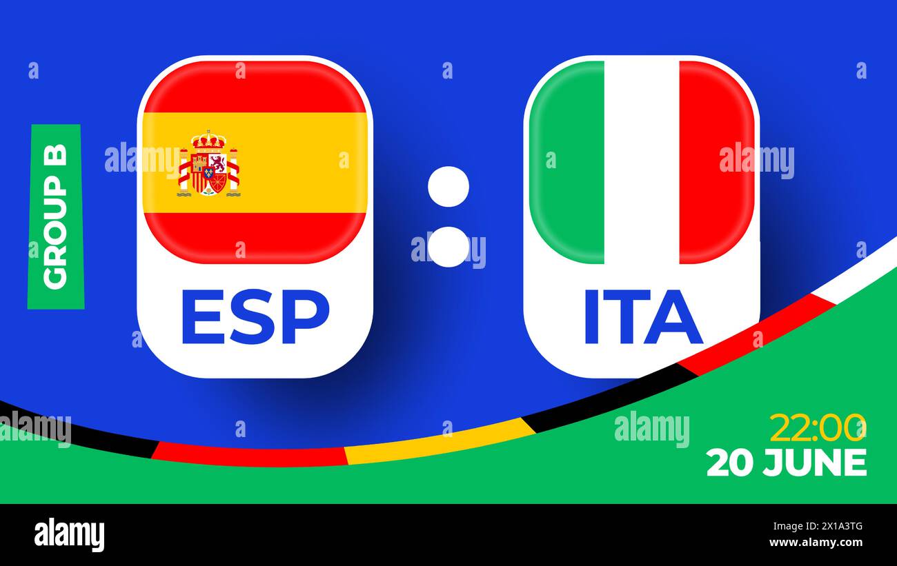 Spain vs Italy football 2024 match versus. 2024 group stage championship match versus teams