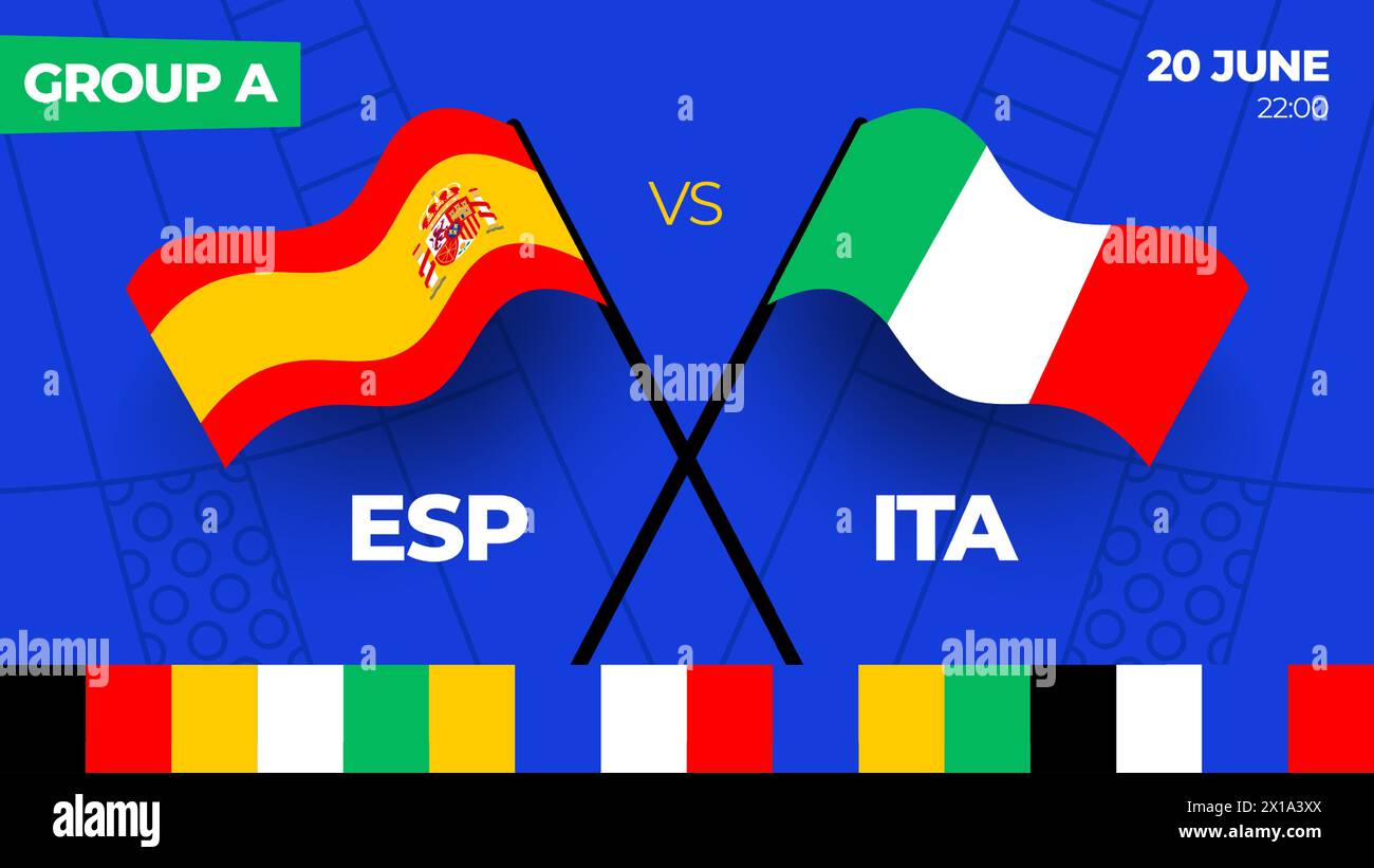 Spain vs Italy football 2024 match versus. 2024 group stage