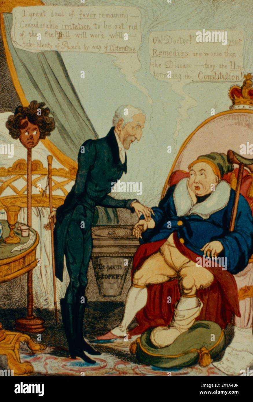 John Bull and the Doctor, British cartoon about King George IV and Wellington, illustration, 19th century Stock Photo