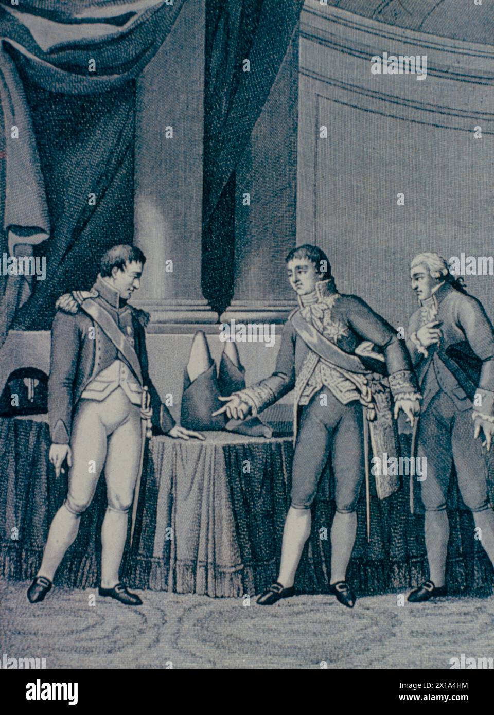 The Minister of the Interior presents Napoleon with loaves of beet sugar, illustration, France 19th century Stock Photo