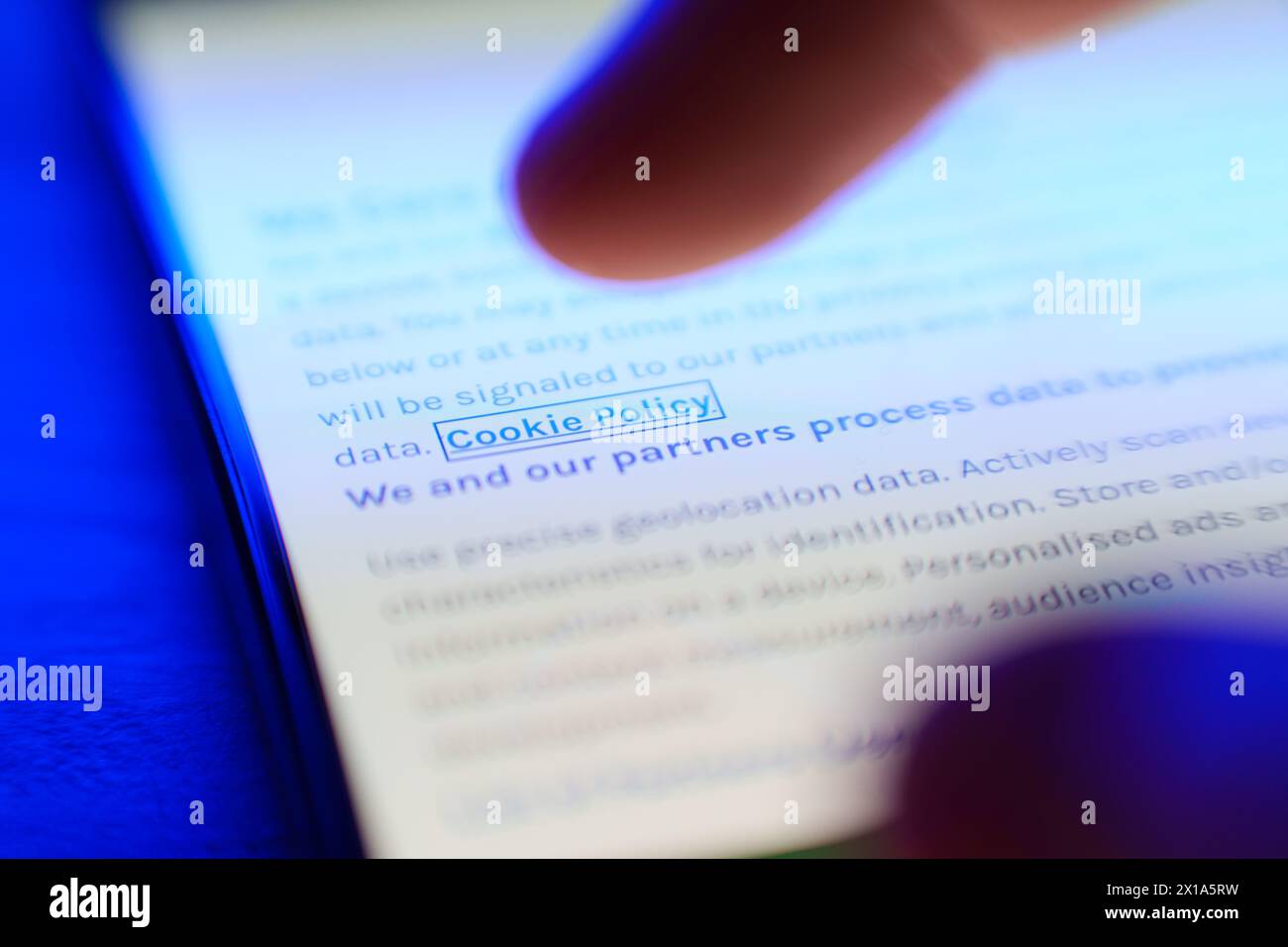 Cookie privacy policy on internet website. Internet browsing data privacy security concept Stock Photo