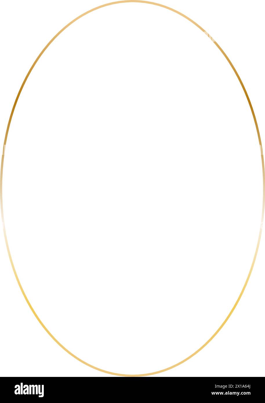 Gold ellipse frame. Vector outline thin oval aesthetic border for invitations design Stock Vector