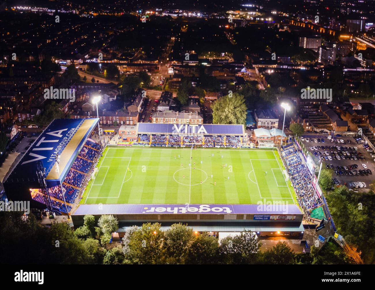 Stockport County Football Club Night Time Game Stock Photo Alamy