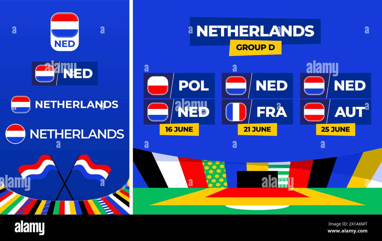 Netherlands football 2024 match versus set. National team flag 2024 and ...