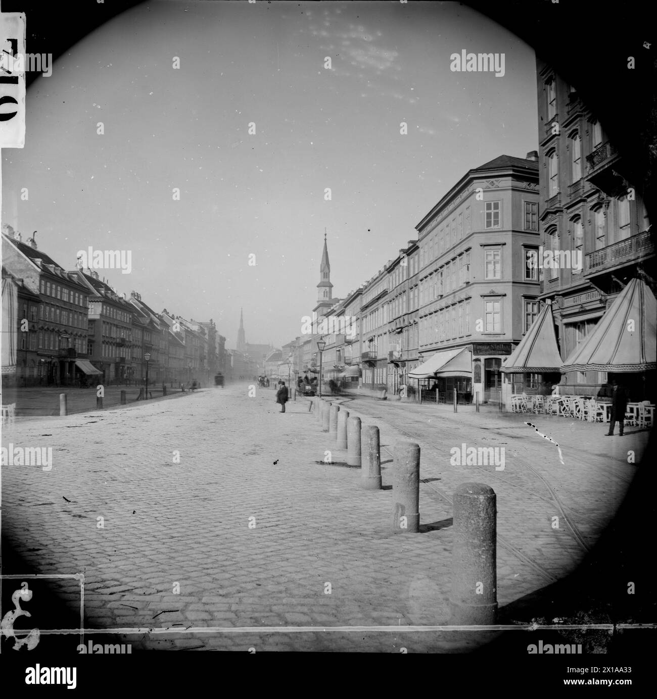 Vienna 2, Praterstrasse, view from the Praterstern in the arbor into the city, aerial photograph, axles, 1876 - 18760101 PD0056 - Rechteinfo: Rights Managed (RM) Stock Photo