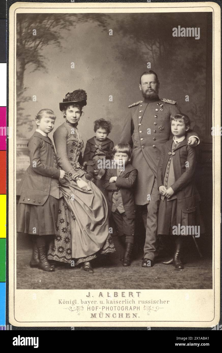 Archduchess Gisela and prince Leopold of Bavaria, with her children Elisabeth, Konrad, George and Auguste., 1885 - 18850101 PD0249 - Rechteinfo: Rights Managed (RM) Stock Photo
