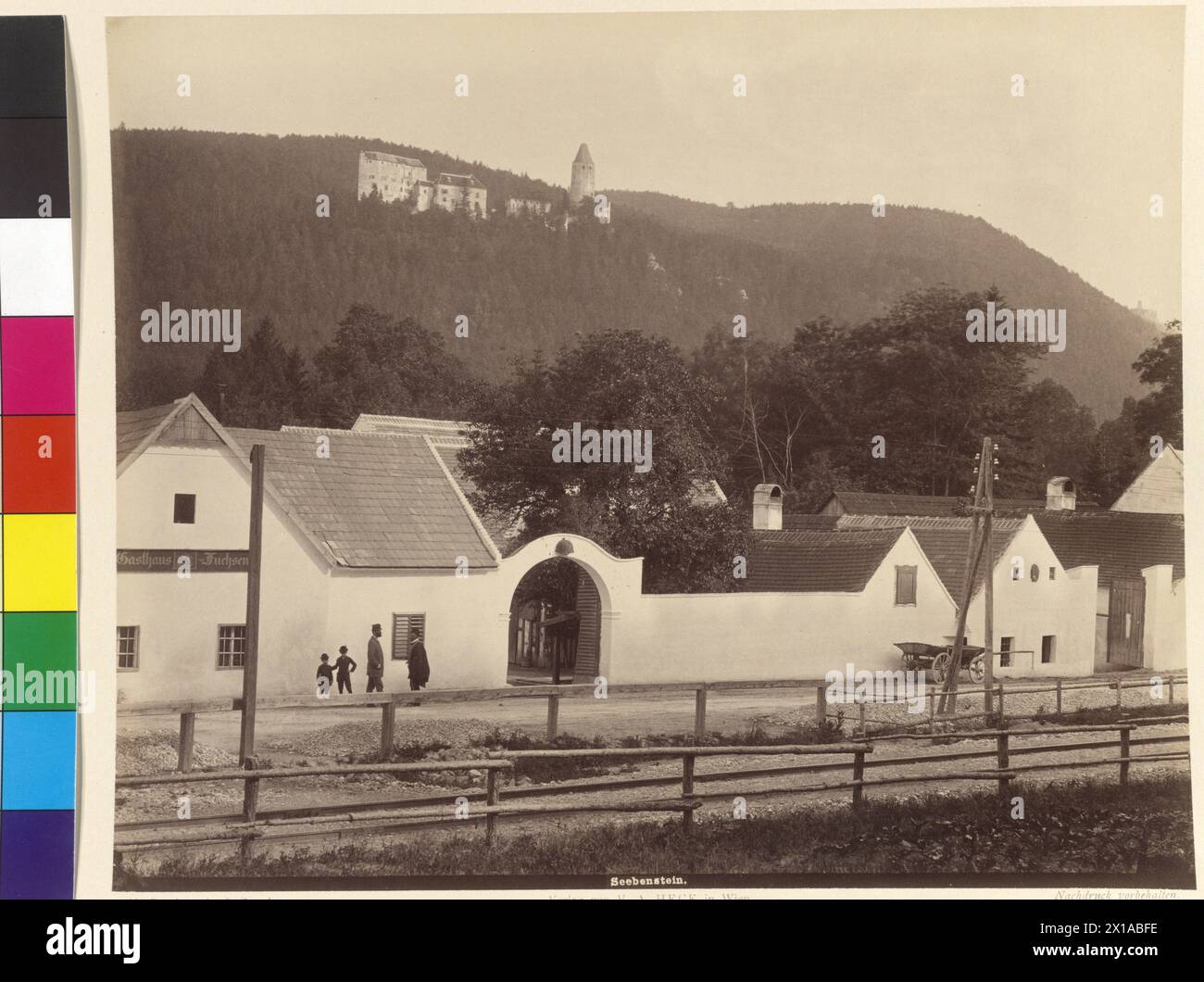 Suedbahn Album, Seebenstein with Seebenstein Castle, V. A. Heck Publishing House, 1885 - 18850101 PD4207 - Rechteinfo: Rights Managed (RM) Stock Photo