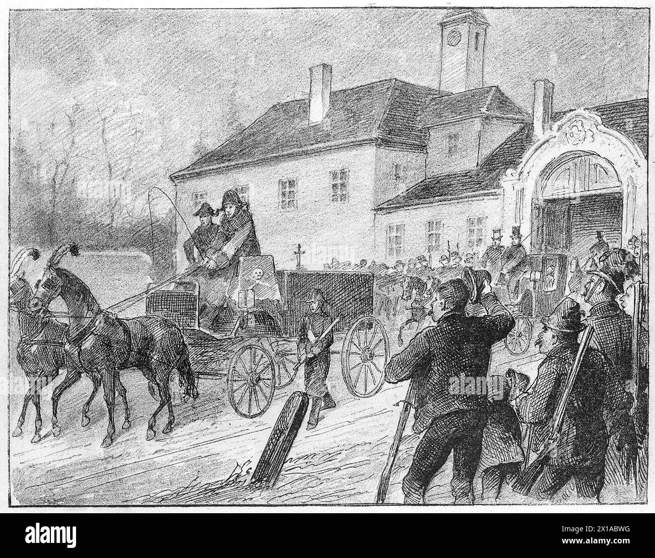 The funeral cortege with the dead body of crown prince Rudolf leaving