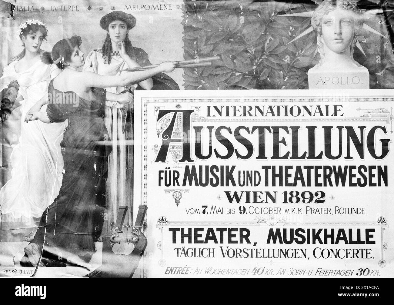Vienna 2, Viennese music- and theatre exhibition 1892, poster of Ernst Klimt replica a defile specimen., 1892 - 18920101 PD1438 - Rechteinfo: Rights Managed (RM) Stock Photo