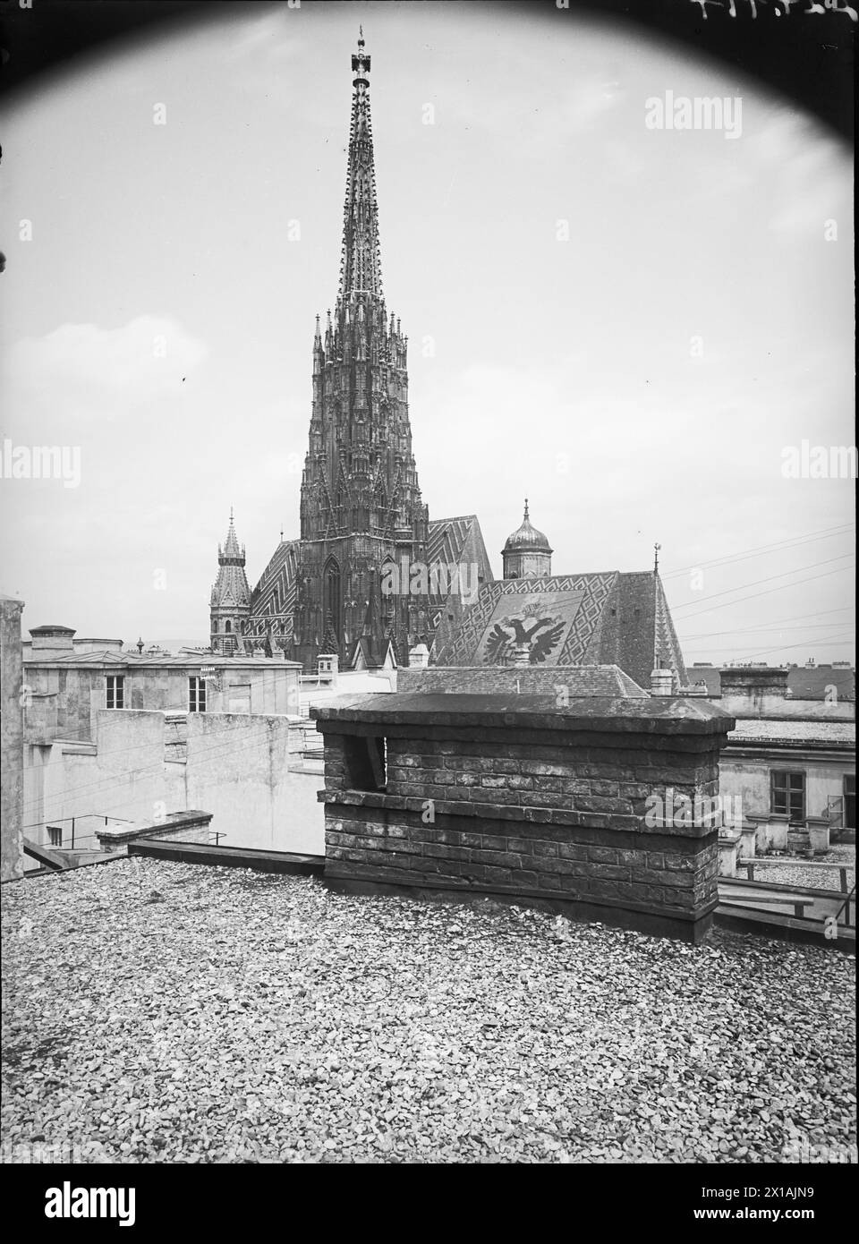 Vienna 1, St. Stephan's Cathedral, tower shot from the roof of the house Weihburggasse 11, 11.06.1913 - 19130611 PD0003 - Rechteinfo: Rights Managed (RM) Stock Photo