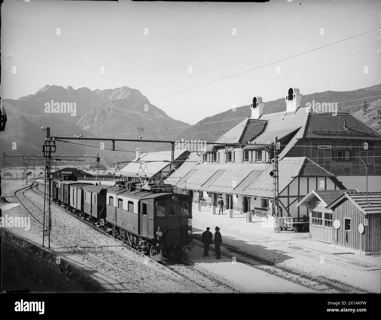 Mittenwald Railway, railway station Ehrwald, 1920 - 19200101 PD2117 - Rechteinfo: Rights Managed (RM) Stock Photo