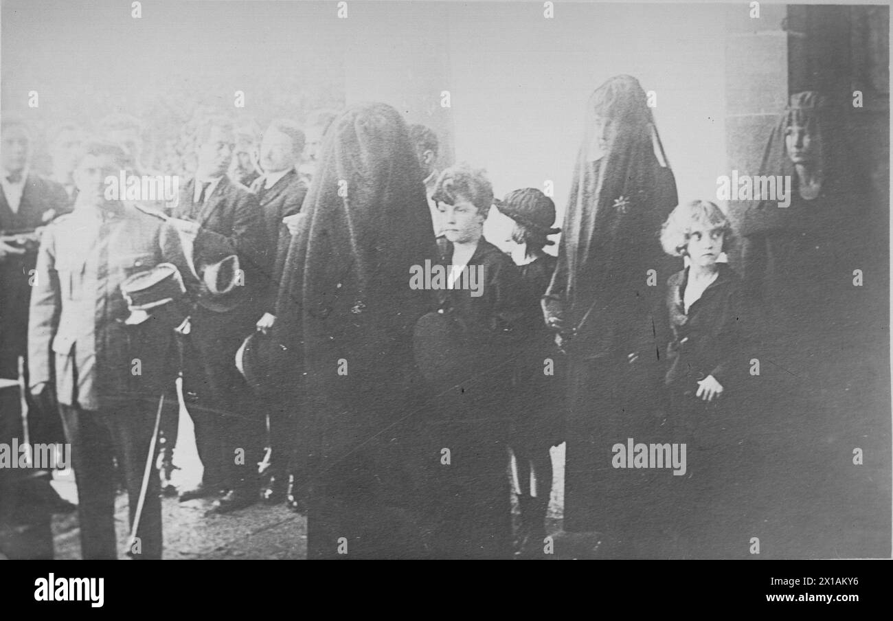 Zita Habsburg together with her children on the funeral of former
