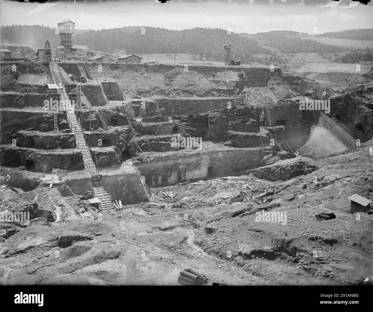 Koeflach in the Zangtal, coal mining, opencast mine terraces, 1928 - 19280101 PD3229 - Rechteinfo: Rights Managed (RM) Stock Photo