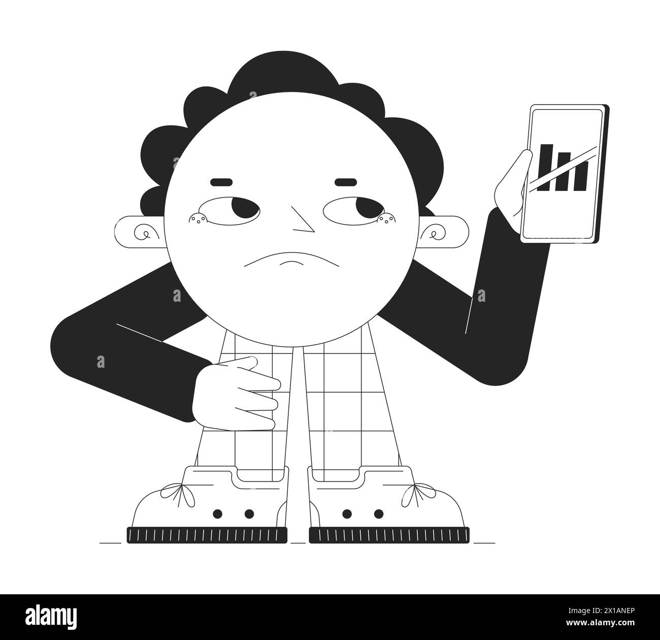 No Phone Signal Black And White 2D Illustration Concept Stock Vector No phone signal black and white 2d illustration concept stock vector