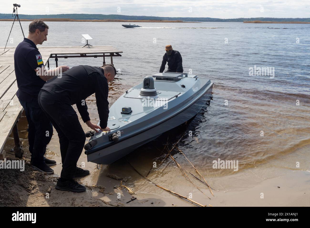 Non Exclusive: KYIV, UKRAINE - APRIL 13, 2024 - Minister for Strategic Industries of Ukraine Oleksandr Kamyshin (R) and Ukrposhta CEO Ihor Smilianskyi Stock Photo