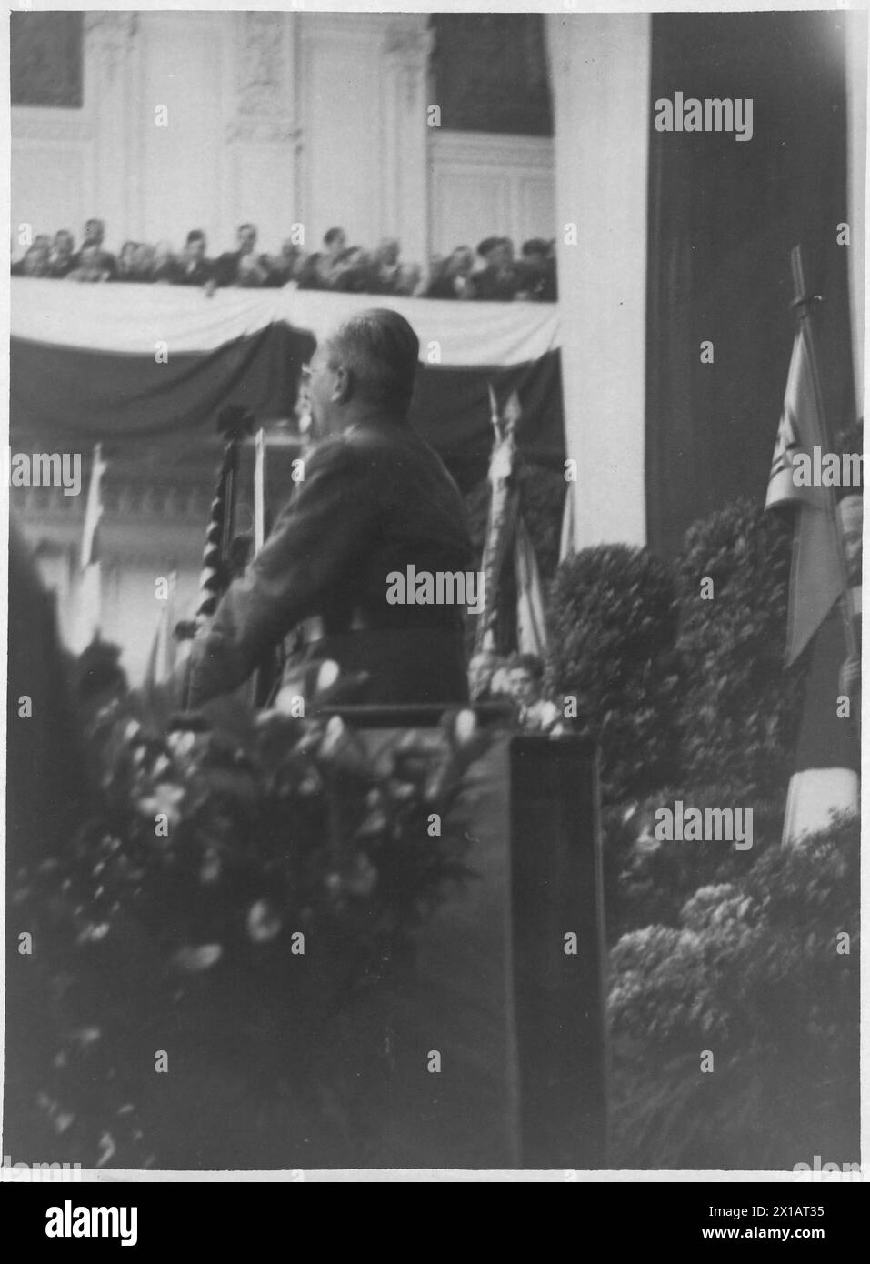 Last speech Schuschnigg, Schuschnigg during his speech in front of administrator of the patriotic front., 09.03.1938 - 19380309 PD0010 - Rechteinfo: Rights Managed (RM) Stock Photo