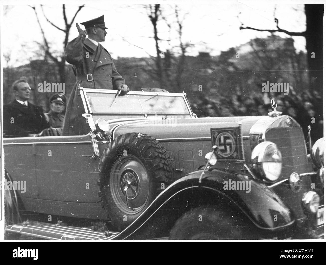 Hitler in Vienna, during the drive on the Viennese Ringstrasse. also in the car: Seyss-Inquart, 15.3.1938 - 19380315 PD0066 - Rechteinfo: Rights Managed (RM) Stock Photo