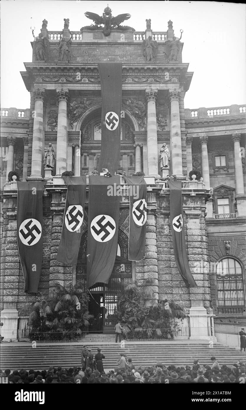 The Anschluss (Austrian Annexation) 1938, Heldenplatz (square), balcony ...