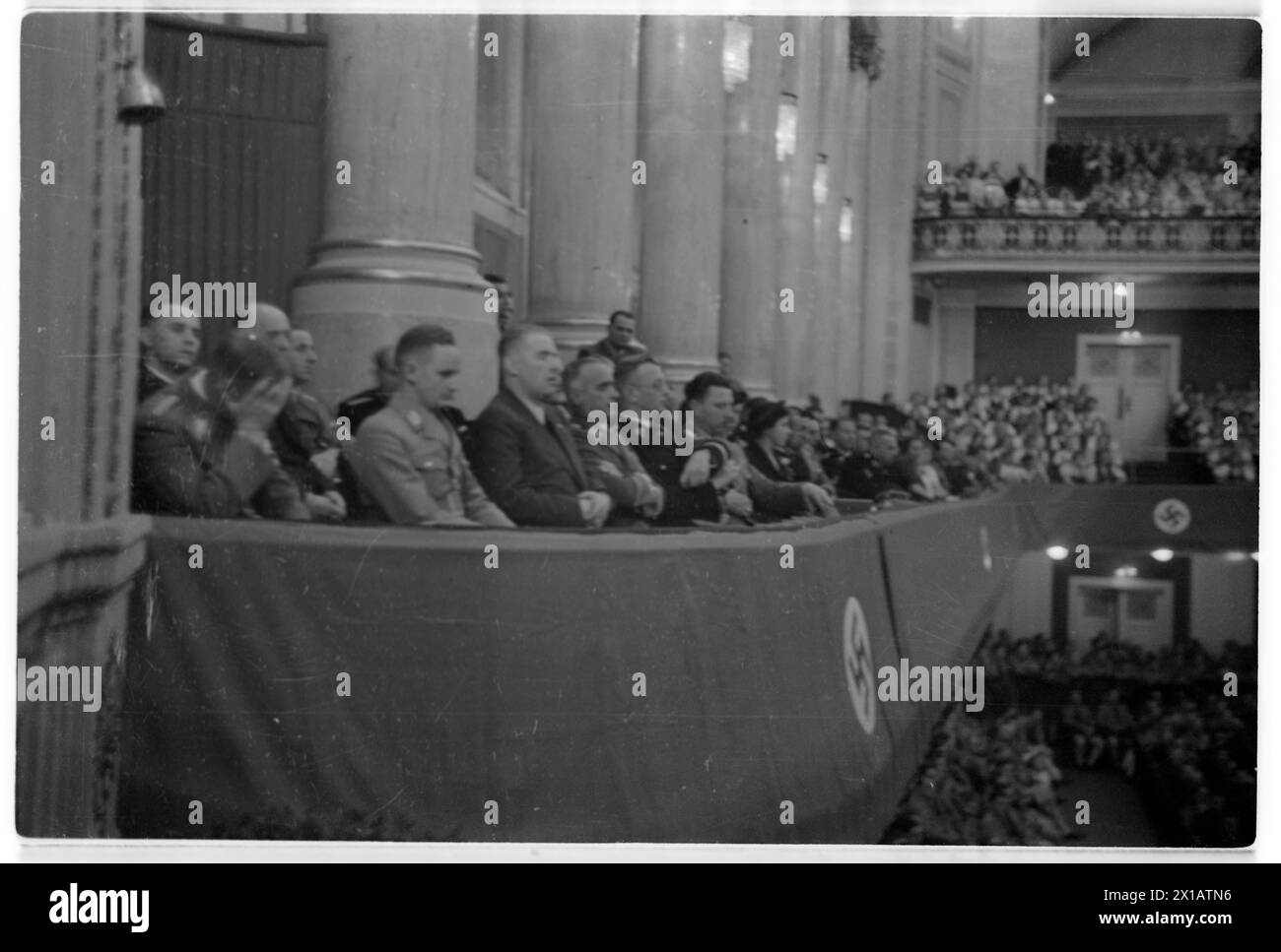 Dissolution of the German Gymnastic Association, big hall of the Viennese concert house, view in the Lodge: the appointee of the Reichssportfuehrer (leader of the National Socialist League of the Reich for Physical Exercise) in Austria, Frederic Rainer, Reichssportfuehrer (leader of the National Socialist League of the Reich for Physical Exercise) Sean from Tschammer and East, Reich Lieutenant Arthur Seyss-Inquart, 18.5.1938 - 19380518 PD0008 - Rechteinfo: Rights Managed (RM) Stock Photo