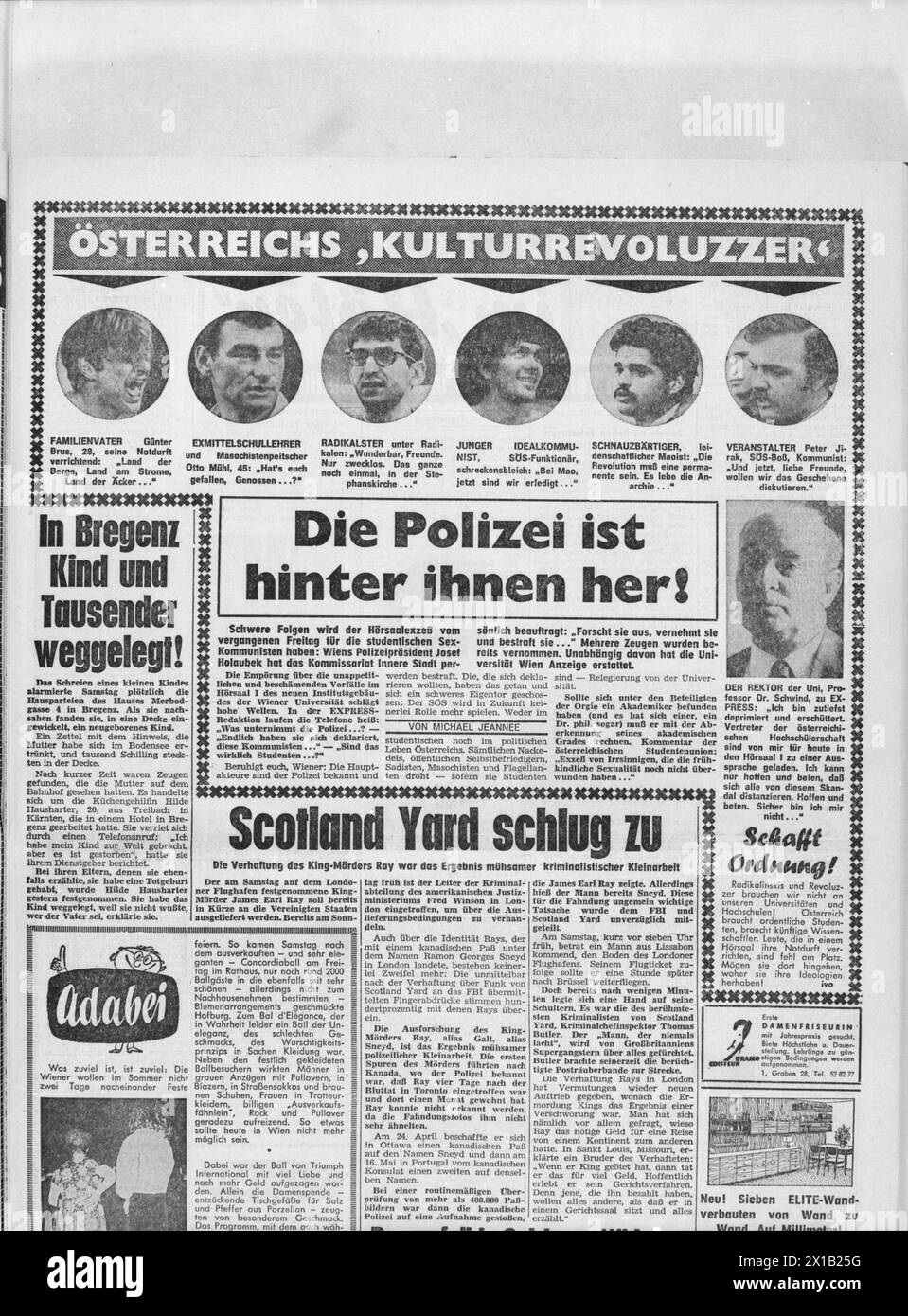 Event 'Kunst und Revolution' in the main lecture hall of the university, account of the daily 'Express' across the local incident., 10.06.1968 - 19680610 PD0005 - Rechteinfo: Rights Managed (RM) Stock Photo