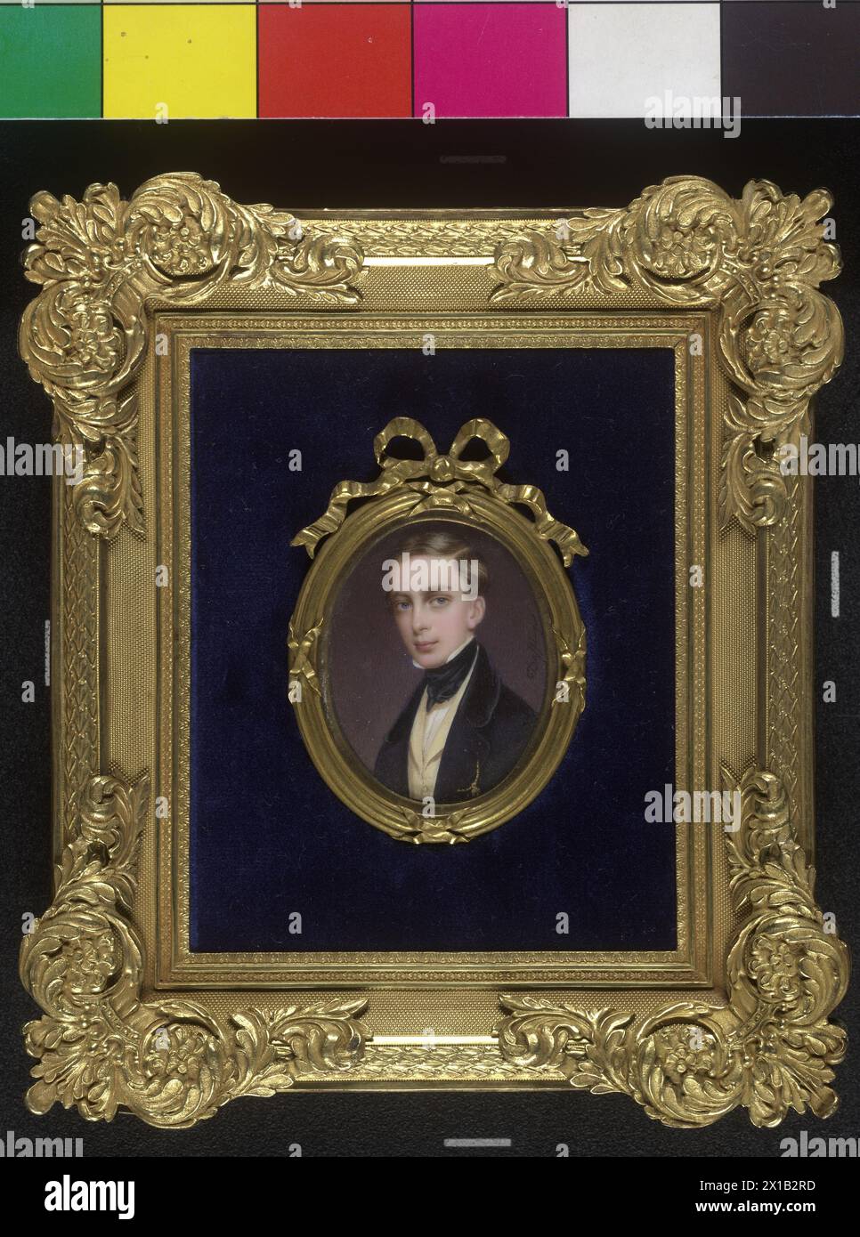 Franz Joseph I, Emperor of Austria, in younger years as archduke in civil, half length in the dark skirt across heller waistcoat, dark necklet, golden nonwoven at chain at leftist skirt lapel. miniature von Moritz Michael Daffinger, signed on the right in the miniature 'Daffinger'. oval miniature (watercolour on ivory) in fire-gilt frame. bronze, miniature under glass, 1846, - 18460101 PD0811 - Rechteinfo: Rights Managed (RM) Stock Photo