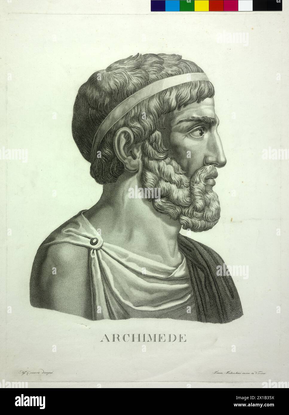 Archimedes, stipple engraving by Tommaso Todeschini based on a drawing by Agostino Comerio, - 19300101 PD19514 - Rechteinfo: Rights Managed (RM) Stock Photo