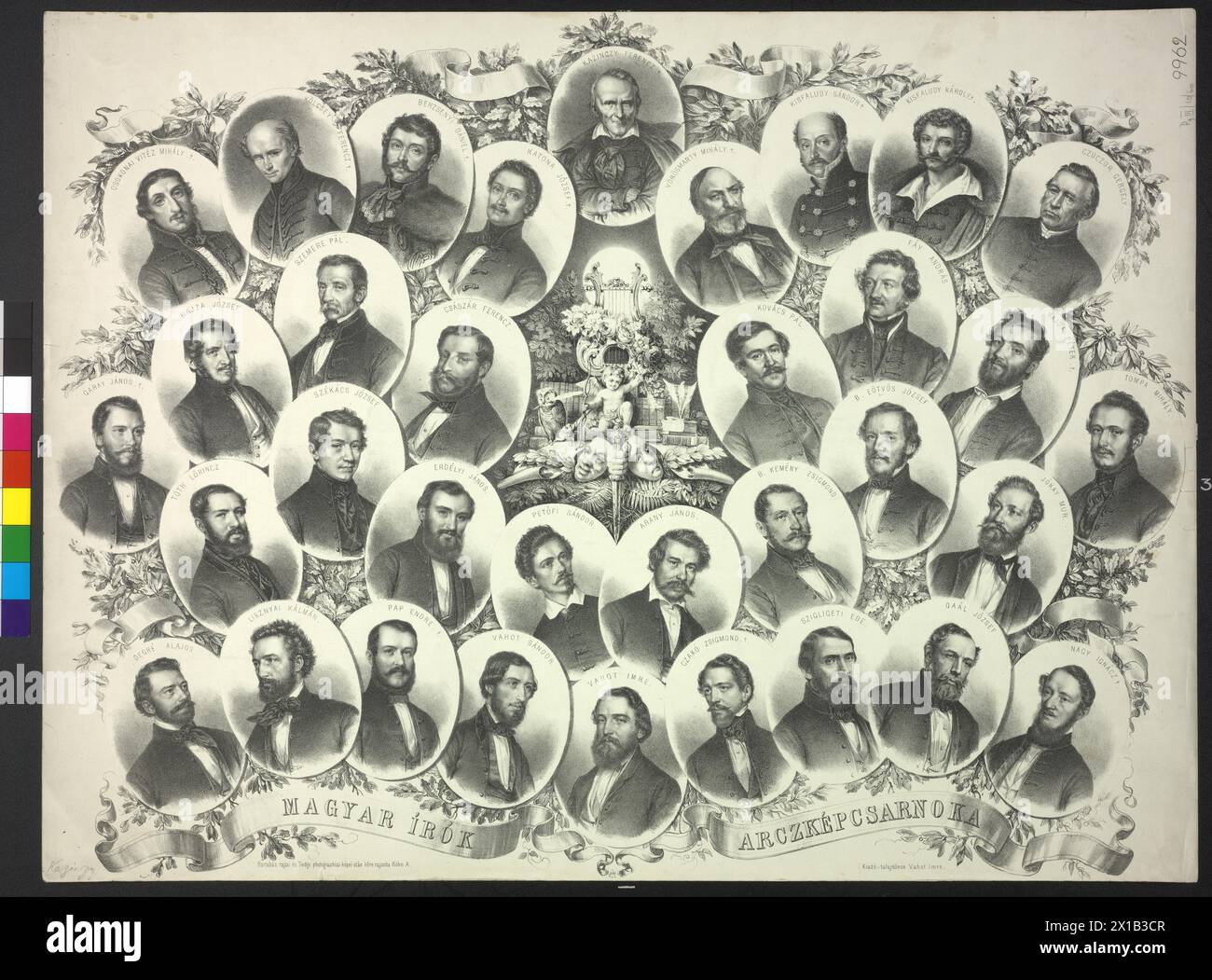 Tableau of Hungarian writers, 34 images. lithograph by Alois Rohn based ...