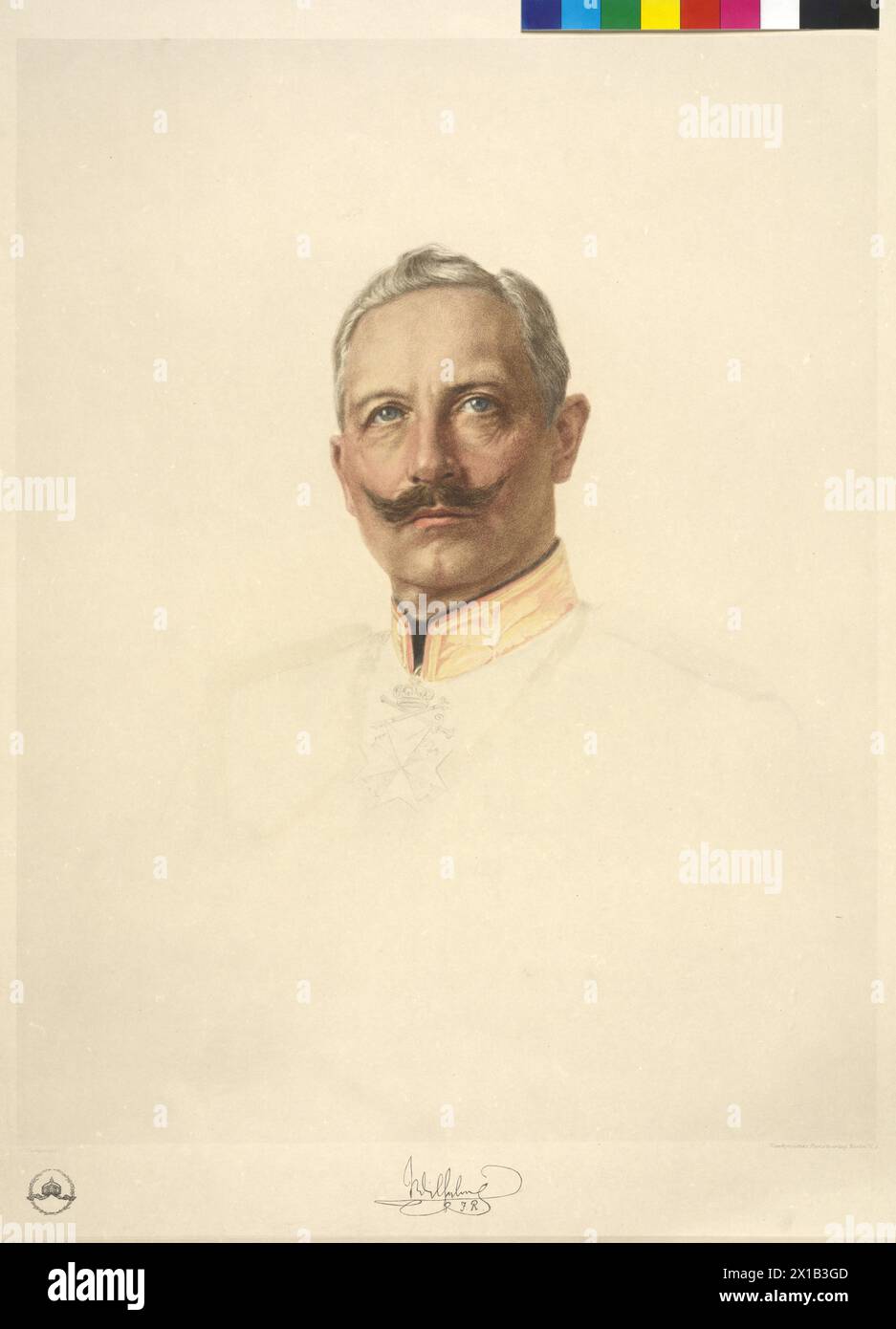 William II, German Emperor and King of Prussia, coloured heliography based on a drawing by H. Varges. facsimile of the signature, - 19300101 PD22930 - Rechteinfo: Rights Managed (RM) Stock Photo