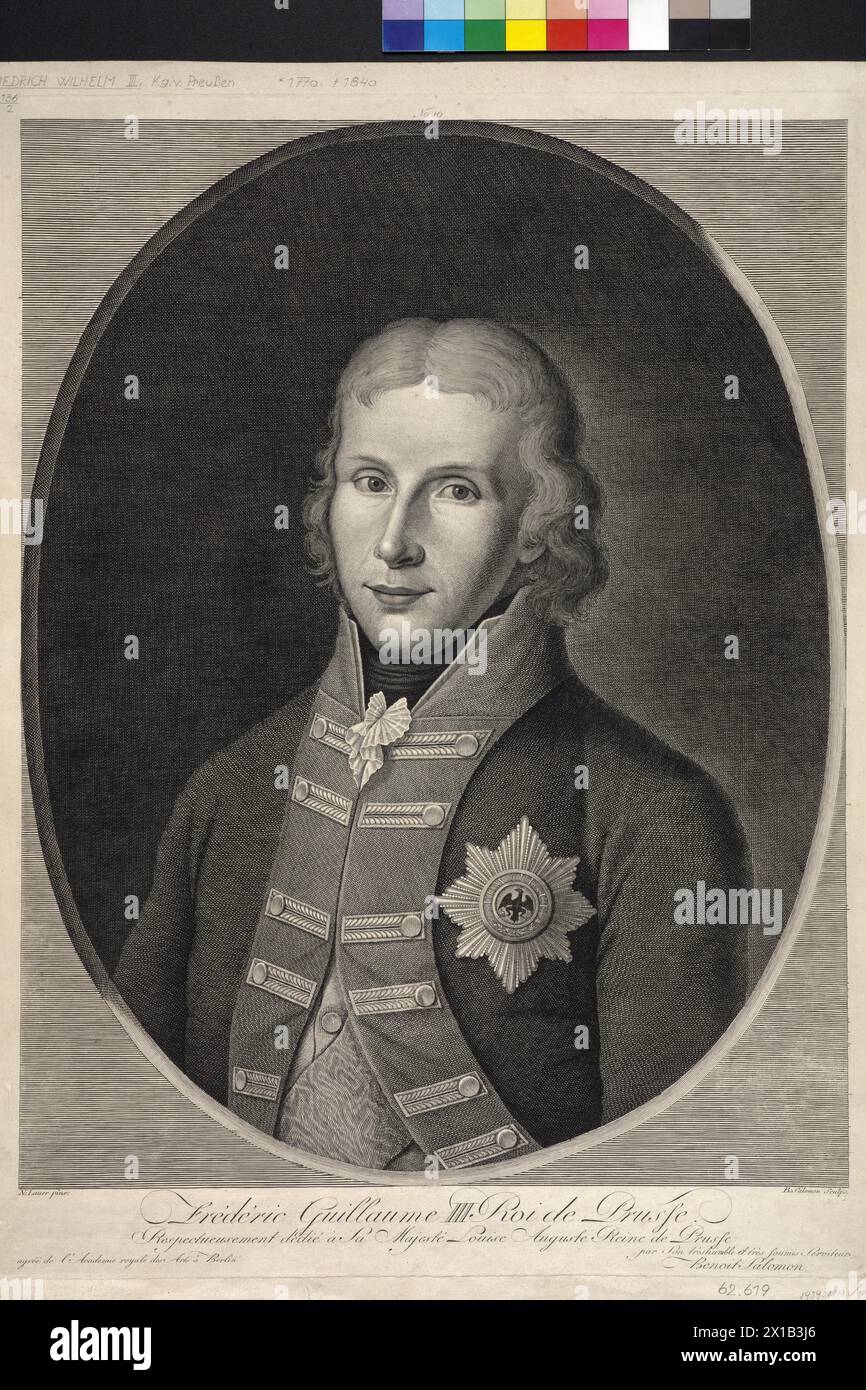 Frederick William III, King of Prussia, engraving by Bennet Solomon ...