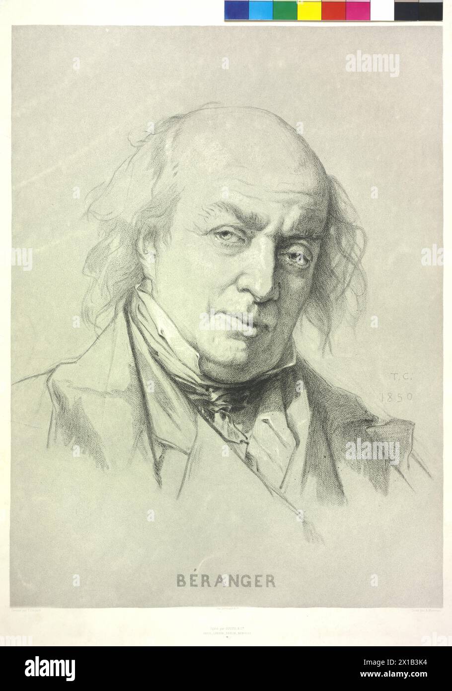 Béranger, lithograph by Alexandre Damien Manceau based on a drawing by Thomas couture, - 19300101 PD24601 - Rechteinfo: Rights Managed (RM) Stock Photo