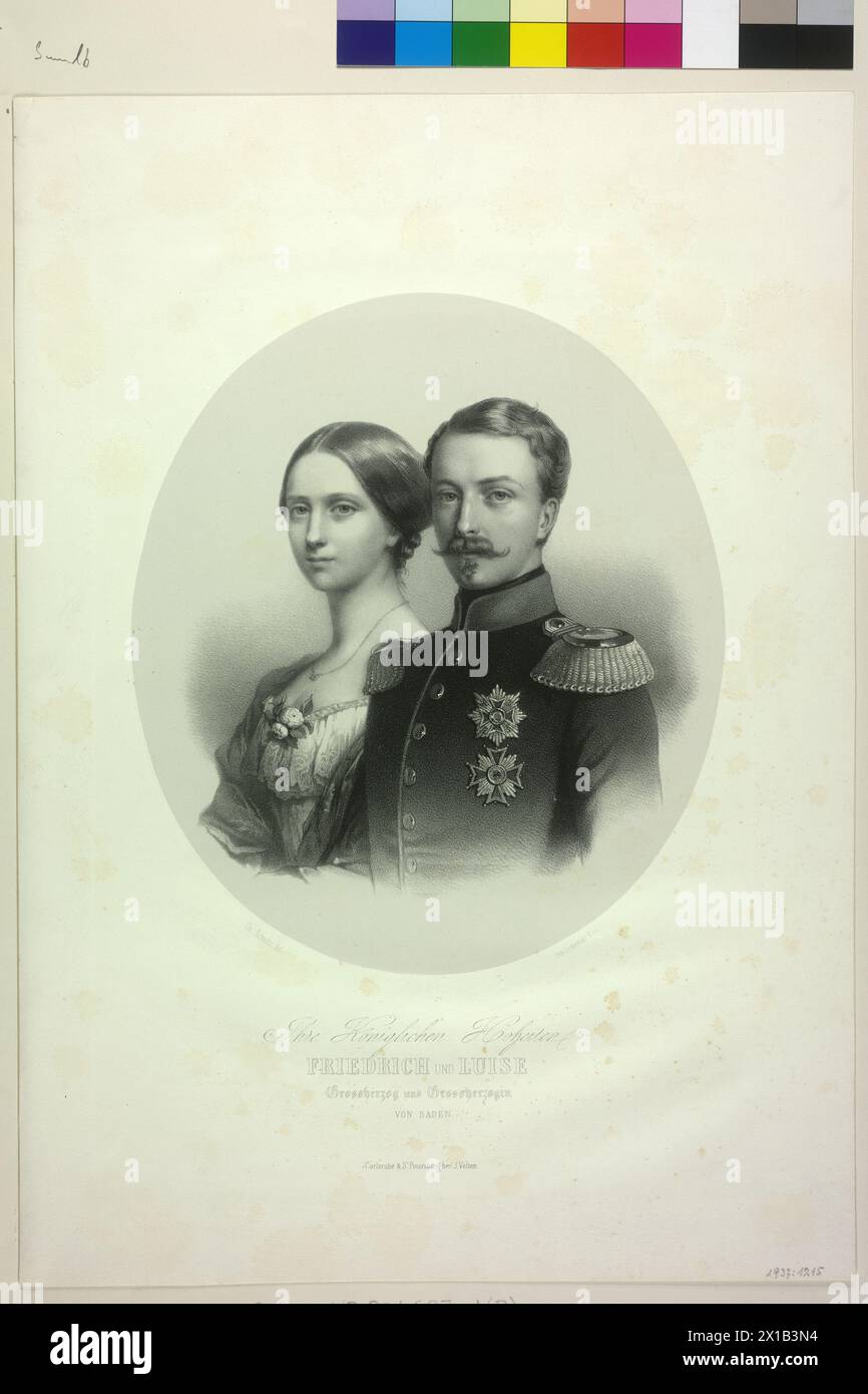 Frederick I, Grand Duke of Baden, with his wife Louisa, lithograph by Ch. Schultz (who?), - 19300101 PD35509 - Rechteinfo: Rights Managed (RM) Stock Photo