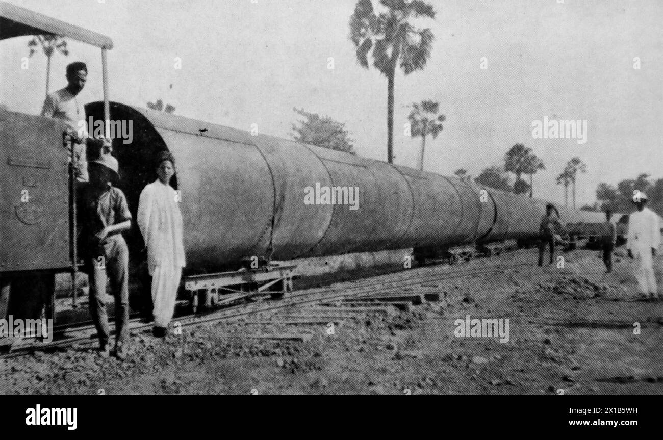 Transporting 72 inch pipes for the bombay water supply from an