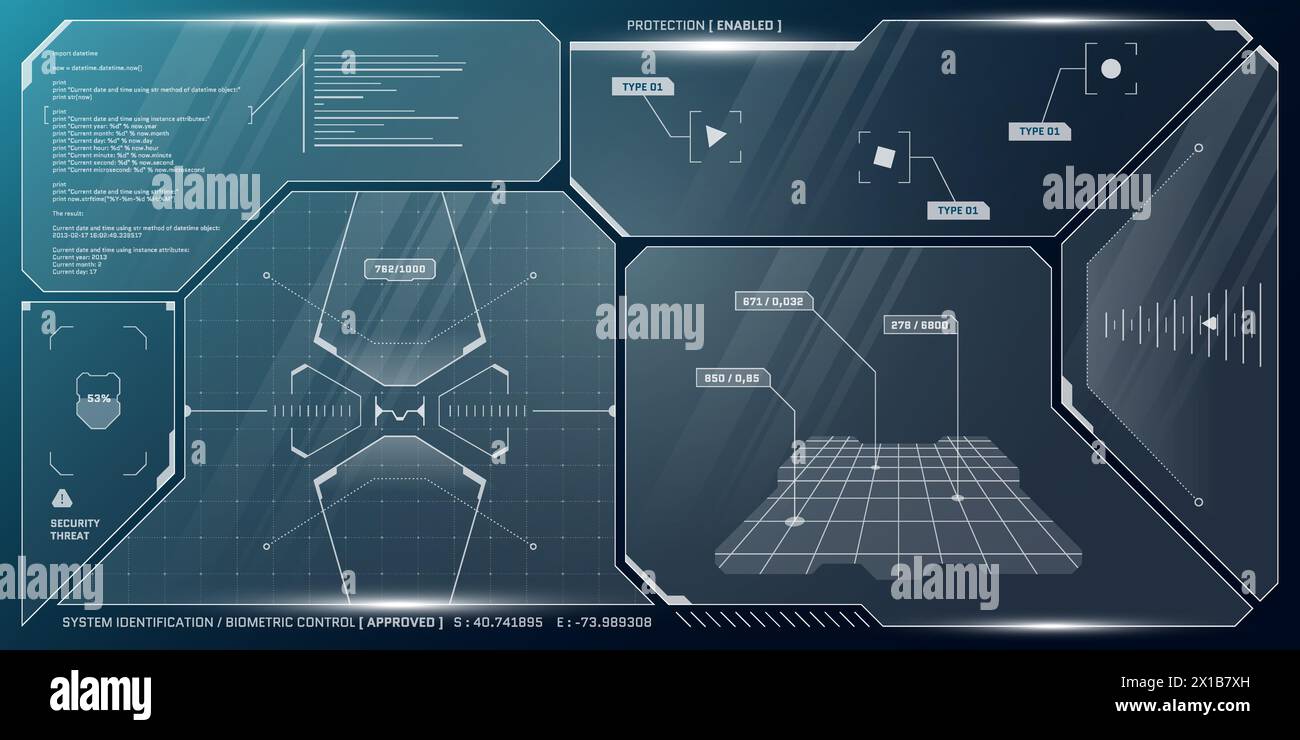 VR HUD futuristic control panel. Technology head up display target and ...