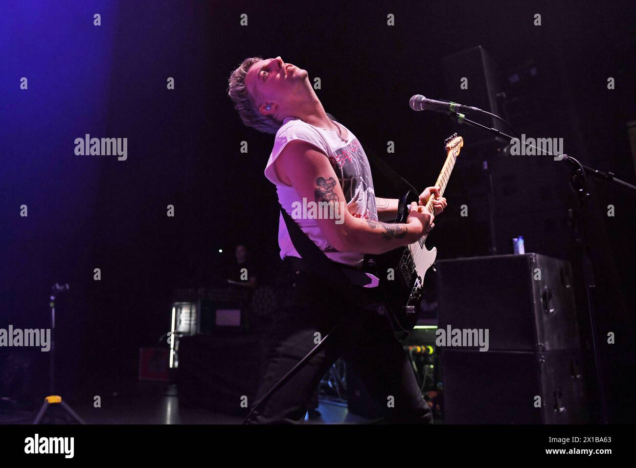 Bad Nerves performing at Eventim Apollo LONDON, ENGLAND - APRIL 13: George Berry of Bad Nerves performing at Eventim Apollo on April 13, 2024 in London, England. CAP/MAR MAR/ Great Britain Copyright: xMartinxHarris/CapitalxPicturesx Stock Photo