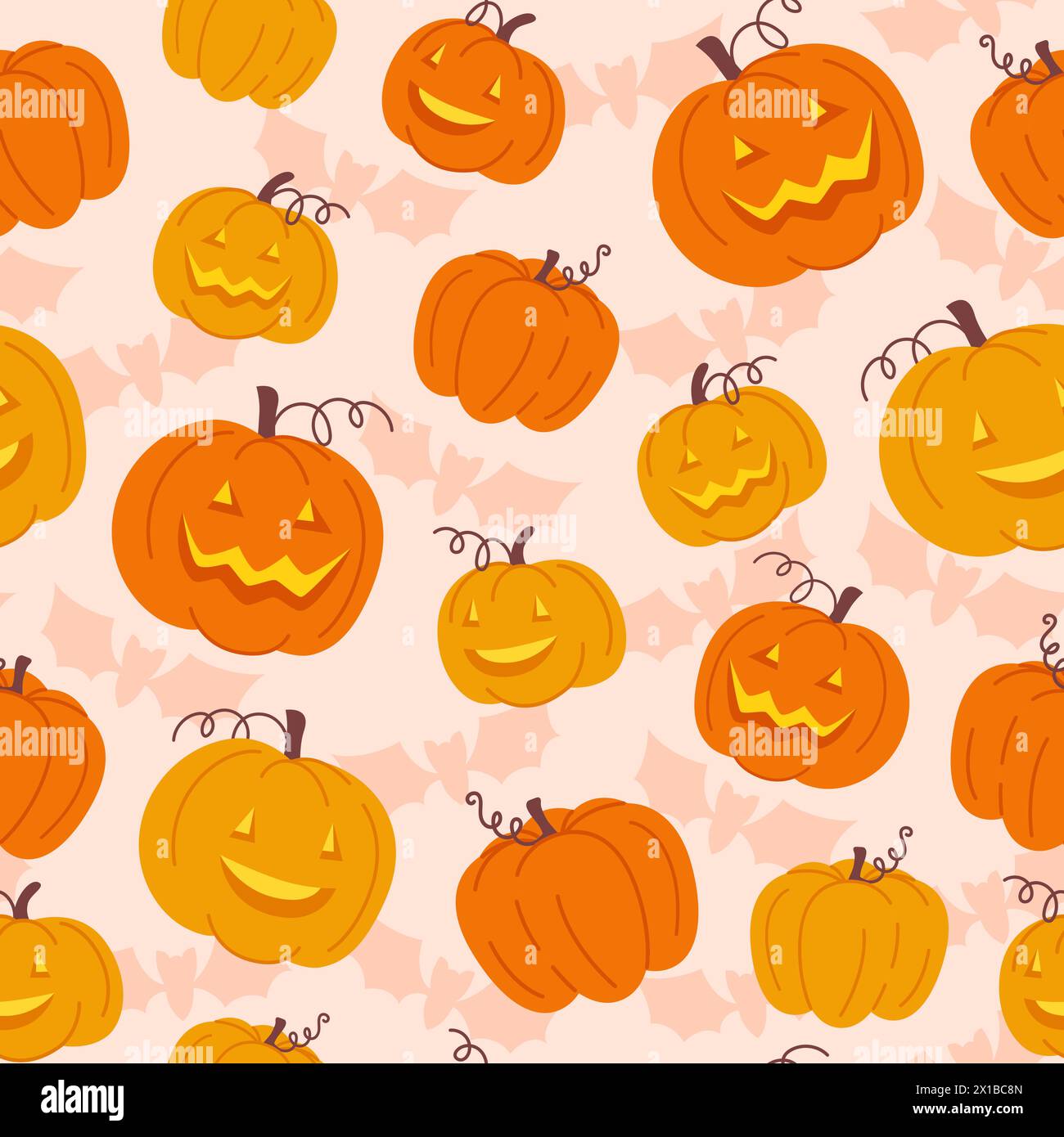 Halloween seamless pattern of pumpkin lanterns Stock Vector