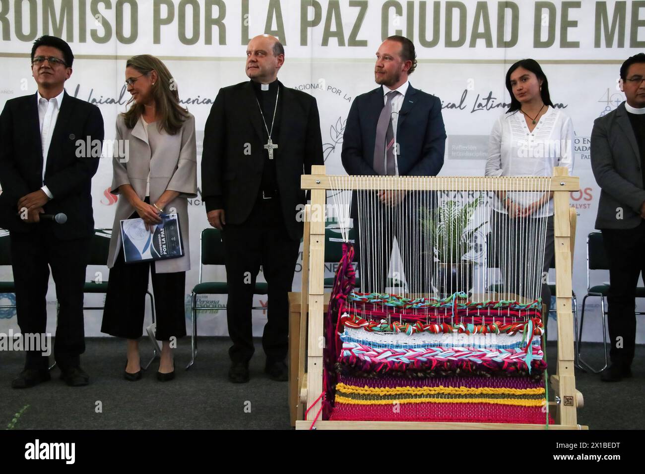 Mexico. 15th Apr, 2024. The candidate for Head of Government of Mexico City for the 'Va X Mexico City' coalition, Santiago Taboada, attended the signing of the Commitment to Peace. Public Policy Strategies for Peace of Mexico City organized by the Conference of the Mexican Episcopate, the Mexican Province of the Society of Jesus, the Conference of Major Superiors of Religious of Mexico, the Episcopal Dimension for the Laity, universities, churches and various Civil Society Organizations at the Intercontinental University (UIC). Credit: SOPA Images Limited/Alamy Live News Stock Photo