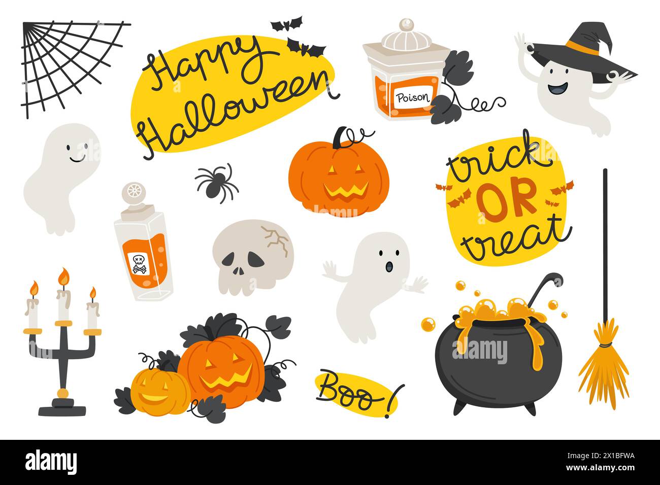 Halloween elements set in flat style Stock Vector Image & Art - Alamy