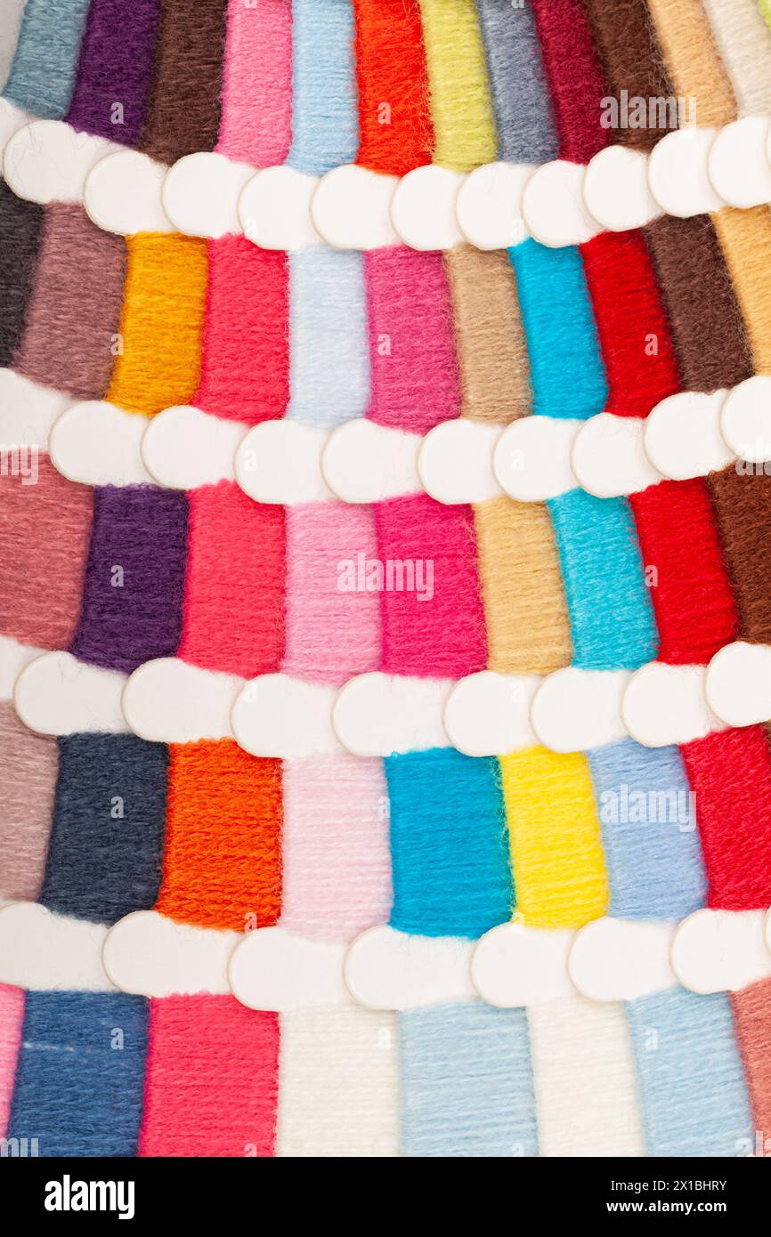 Wool yarn physical sample color card Stock Photo - Alamy