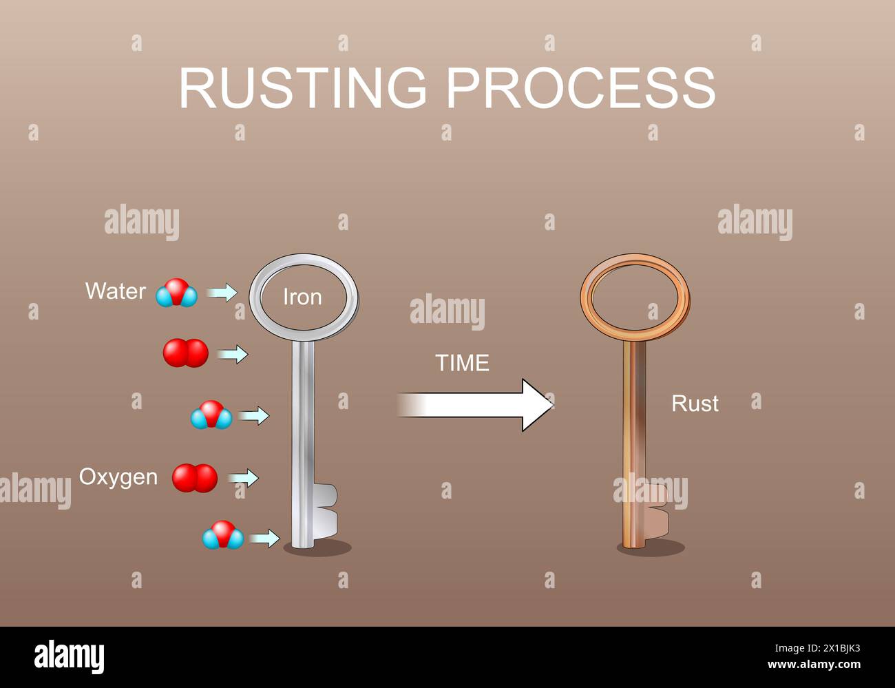 Rusting Process Chemical Reaction Between Oxygen Water And Iron For