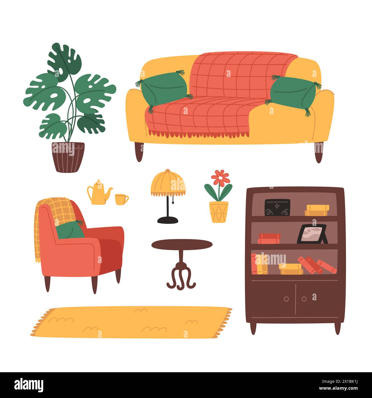 A collection of furniture and decor items for a cozy interior for the ...