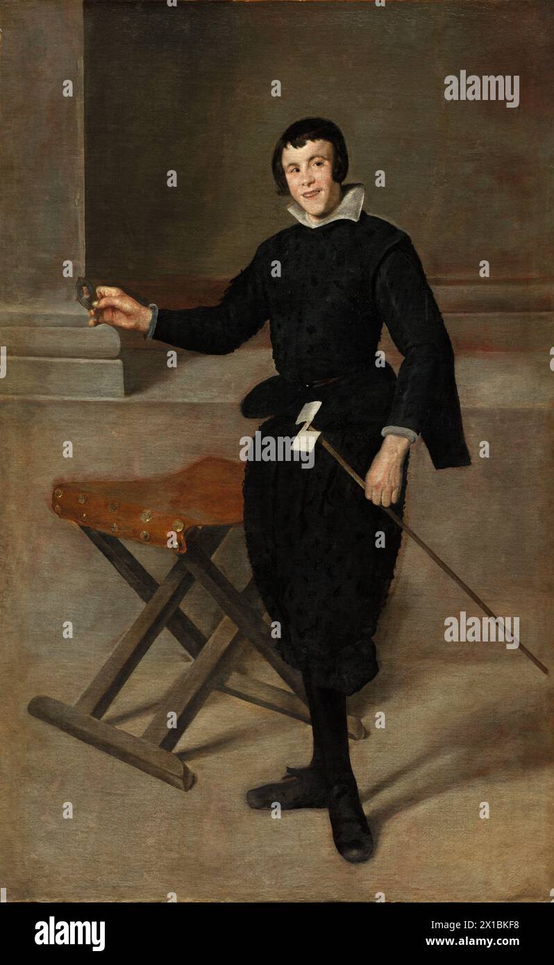 Portrait of the Jester Calabazas. Diego Velázquez. c. 1631–32. Stock Photo