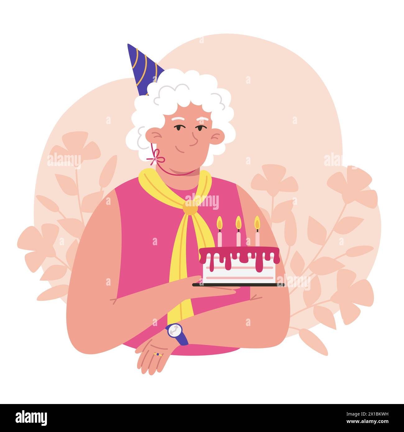 Old woman birthday cake candles Stock Vector Images - Alamy